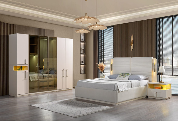 Sängmöbelset Koko säng, garderob, nattduksbord 4 delar.