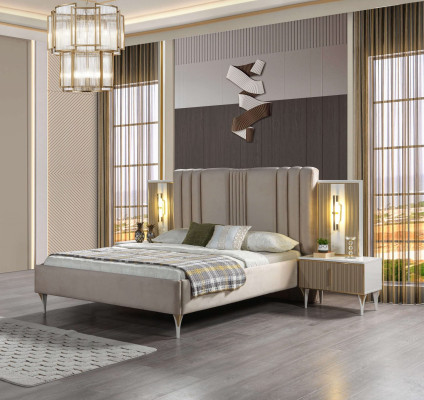 Elegant 3-delat möbelset med säng och nattduksbord