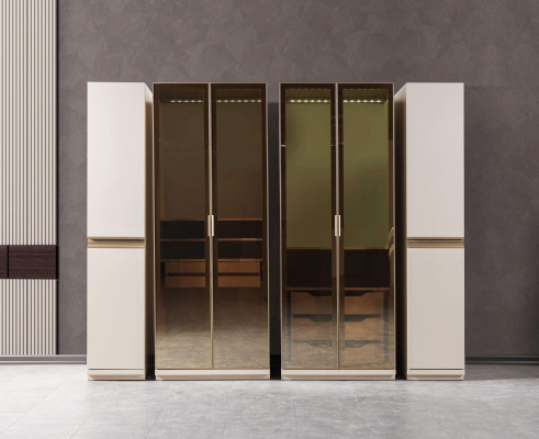 Modern hörnskåp med stort mönster