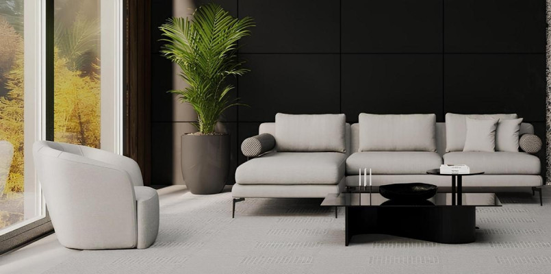 Hörnsoffa med fåtölj, där komforten är närvarande