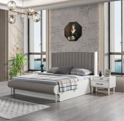 Elegant 3-delat möbelset med säng + 2 nattduksbord