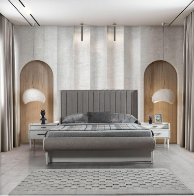 Elegant 3-delat möbelset med säng + 2 nattduksbord