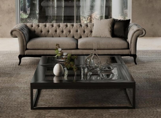 Modern soffa med tre platser, vacker design, bekväm