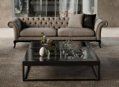 Modern soffa med tre platser, vacker design, bekväm