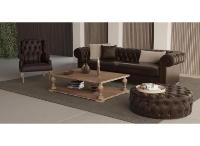 Elegant bänk, fåtölj och puff. Verklig komfort