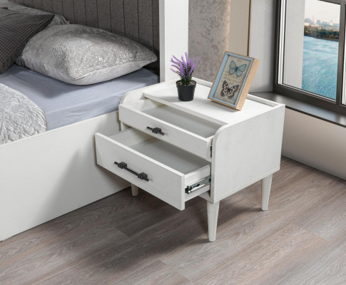 Elegant modern vit nattduksbord