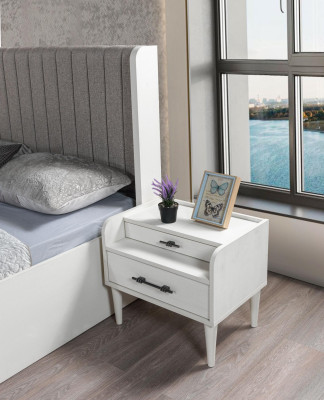 Elegant modern vit nattduksbord