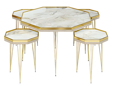 Set av kaffebord i trä