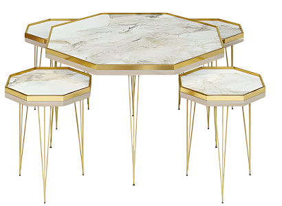 Set av kaffebord i trä