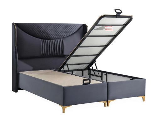 Modern grå sängset med madrass