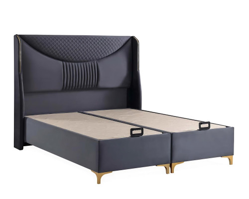 Modern grå sängset med madrass