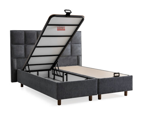 Modern grå sängset med madrass