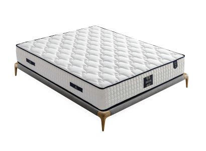 Set av modern säng med madrass