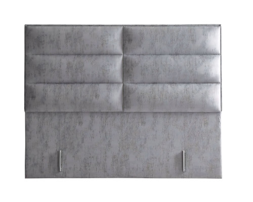 Säng i modern grå tyg med madrass