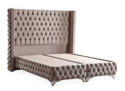 Säng elegant med brun tyg