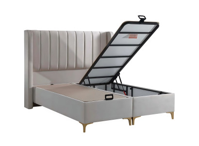 Säng elegant med brun tyg