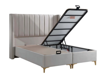 Säng elegant med brun tyg