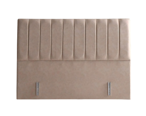 Säng i beige tyg med elegant madrass