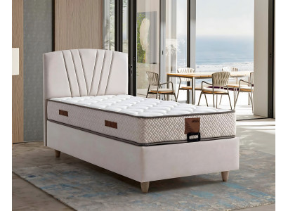 Säng elegant i brun tyg