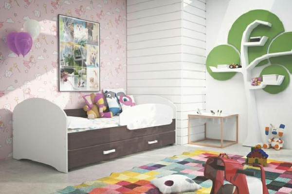 Säng för ungdomar, säng i massivt trä med låda, säng Luki TS