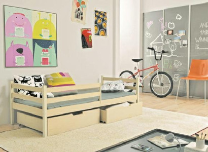 Barnsäng Barneseng + förvaringslåda i massivt trä Aito
