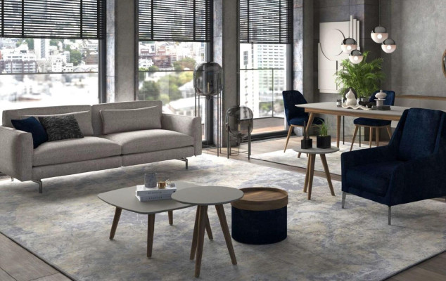 Graues Sofa Sofakollektion Sitzmöbel Set Wohnzimmermöbel Couch Textil