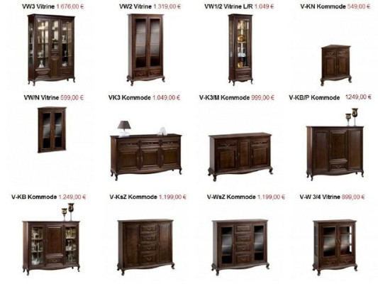Klassische Vitrine Vitrinenschrank Schrank Echtholz Vitrinen V-W 3-4 Glasschrank