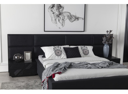 Polsterbett Schwarz Textil für Schlafzimmer Luxuriös Modern Style Neu