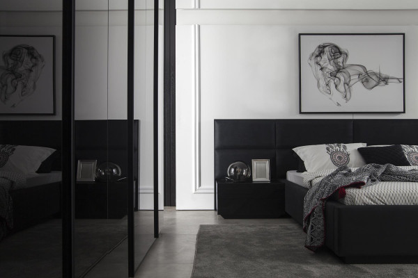 Polsterbett Schwarz Textil für Schlafzimmer Luxuriös Modern Style Neu