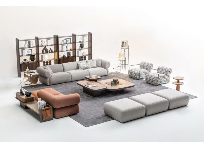 Großes Wohnzimmer Set Fünfsitzer Dreisitzer Sessel Hocker Sofagarnitur