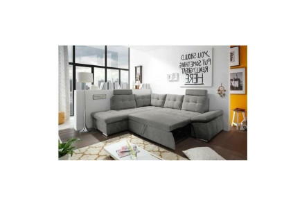 Design Ecksofa L-Form Sofa Couch Bettfunktion Polster Schlafsofa Textil
