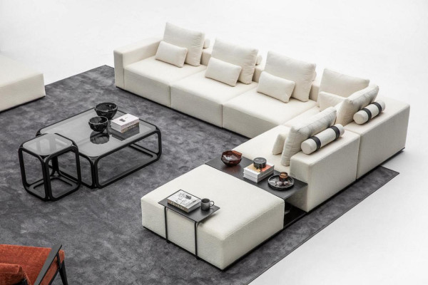 Moderne Weiße Sofagarnitur Ecksofa Wohnlandschaft Sessel 4tlg Stoff Sofa