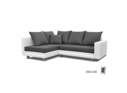 Design Ecksofa Sofa L-form Bettfunktion Couch Sitz Eck Sofas Textil Polster LED