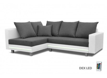 Design Ecksofa Sofa L-form Bettfunktion Couch Sitz Eck Sofas Textil Polster LED
