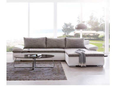 Design Ecksofa Schlafsofa Bettfunktion Couch Leder Textil Polster Sofas Stoff