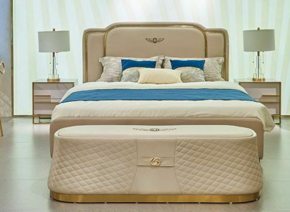 Bett Nachttisch Kommode 4 tlg. Schlafzimmer Set Design Modern Luxus