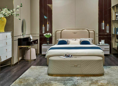 Hotelbett Luxus Design Betten Polster Metall Leder Schlafzimmer XXL