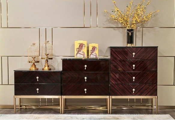 Kommode mit 4 Schubladen Sideboard Hochglanz Schrank Anrichte