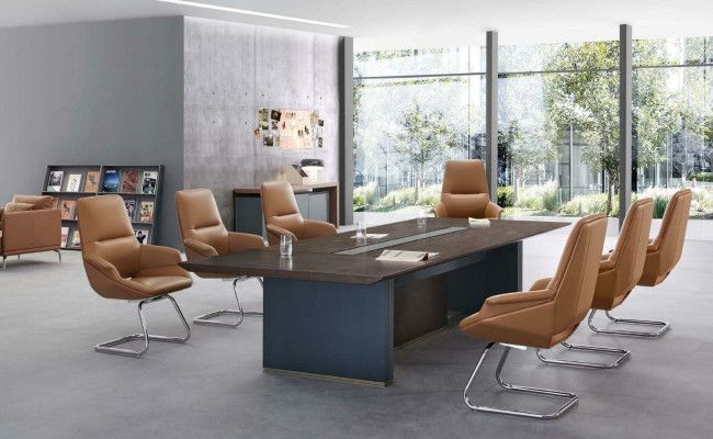 Konferenz Zimmer Meeting Tisch + 6x Stühle Schulungstische Tische 7tlg.