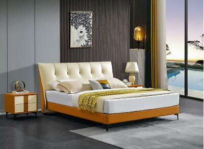 Lederbett Bett Luxus Betten Doppel Ehe Polster Hotel Komplettes Set