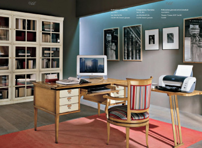 Büro Set Holztisch Stuhl Schreibtisch Regal Schränke 2tlg. Italienische Möbel