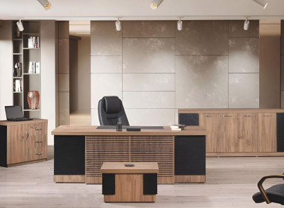 Arbeitszimmermöbel Büro Schreibtisch Bürotisch Set 4tlg Holz Braun