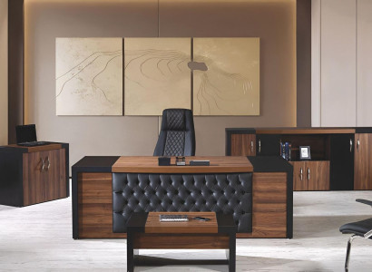 Bürotisch Büromöbel Komplettbüro Schreibtisch Set 4tlg Holz Braun Büro