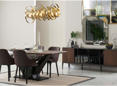 Essecke Essgruppe Esszimmermöbel Set Esszimmer 9tlg Holz Braun Tisch