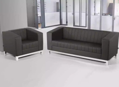 Graue Luxus Sofagarnitur Dreisitzer Sessel Polstermöbel Couch Set 2tlg 