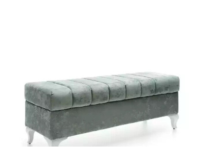 Klassische Sitzbank Design Ottomane Sitzhocker Zweisitzer Textil Fußhocker