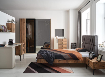 Luxus Schlafzimmer 7tlg. Bett Nachttisch Kleiderschrank Kommode Spiegel