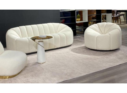 Exklusives Gemütlich Weiß Wohnzimmer 3 Sitzer Sofa Modern 2x Sessel neu