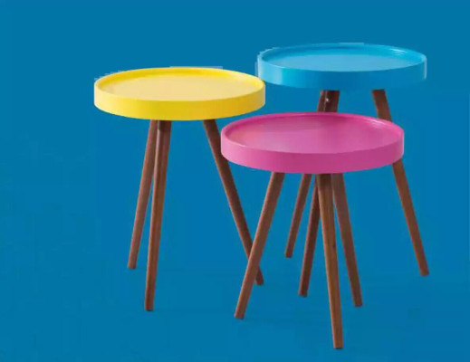 Beistelltisch 3x braun Wohnzimmer Möbel Material Holz Design neu