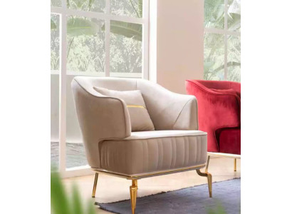 Wohnzimmer Sessel Möbel Drehsessel 1 Sitzer Moderne rot Design Textil